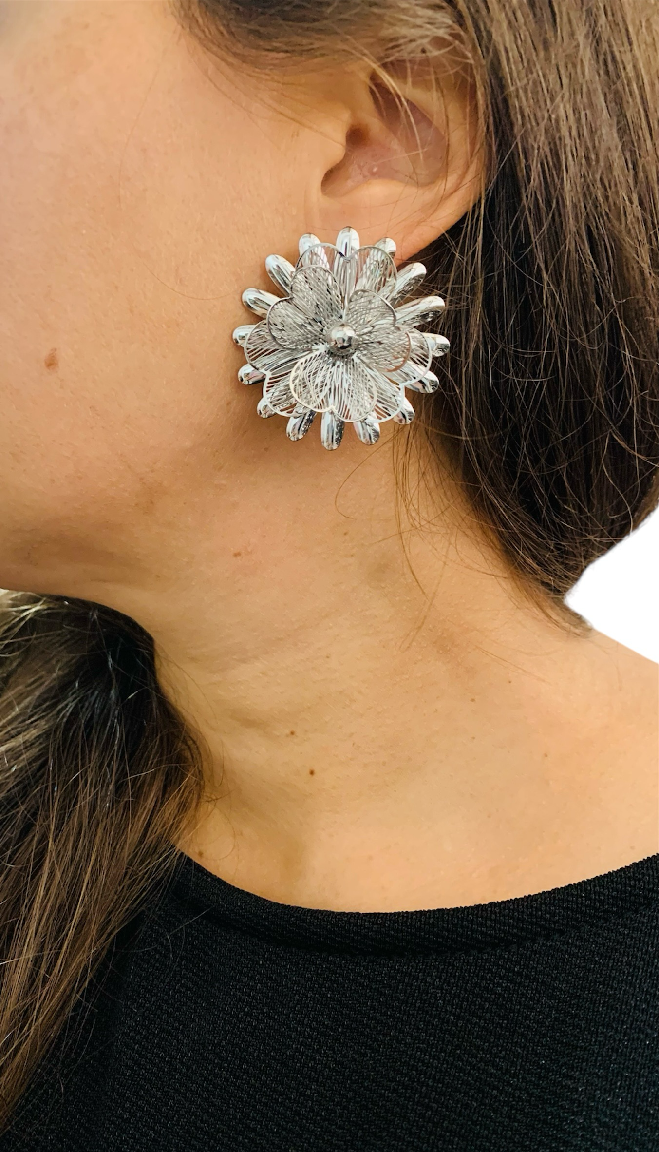 Orecchini Fiore 3D Argento