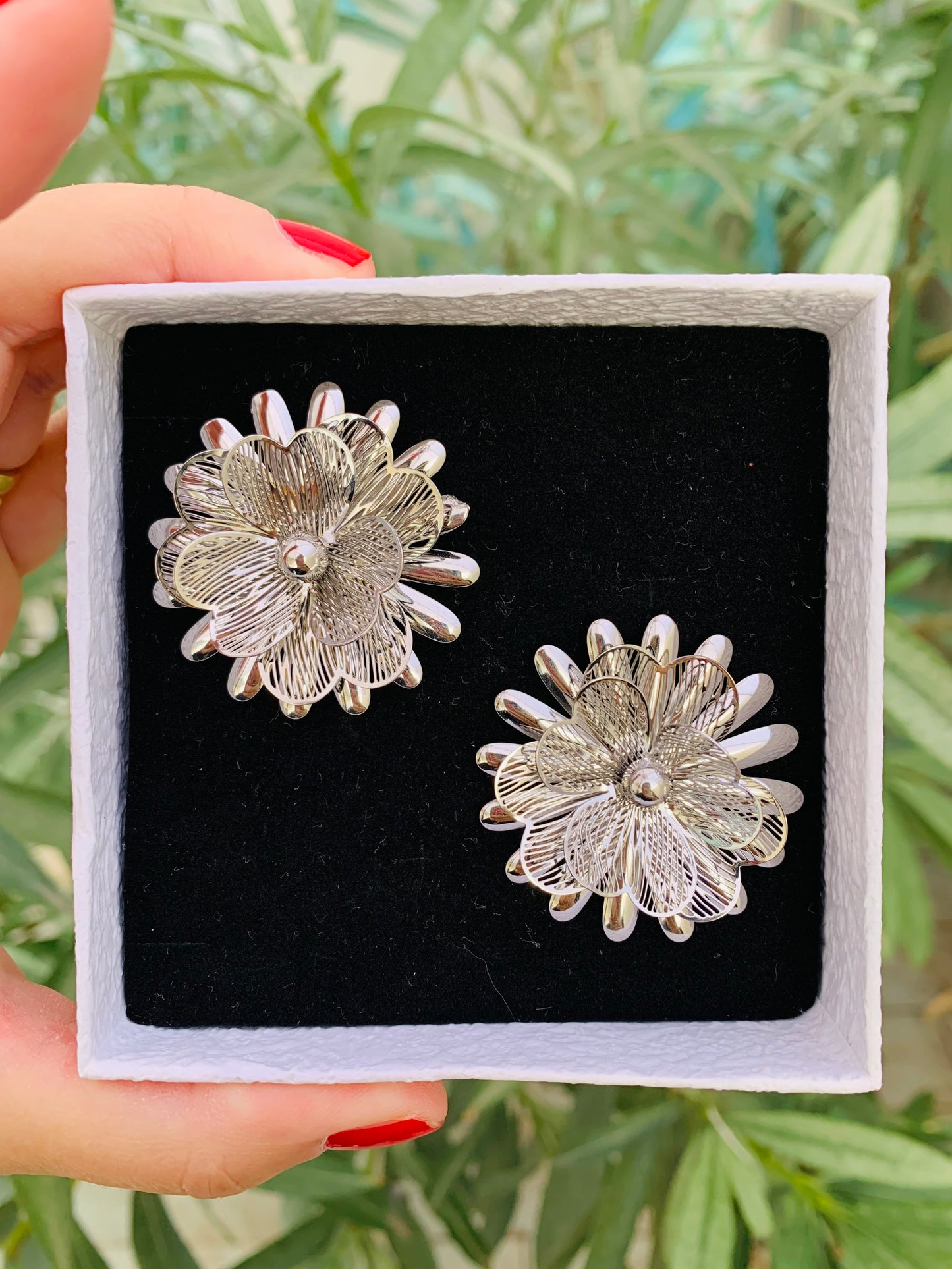Orecchini Fiore 3D Argento