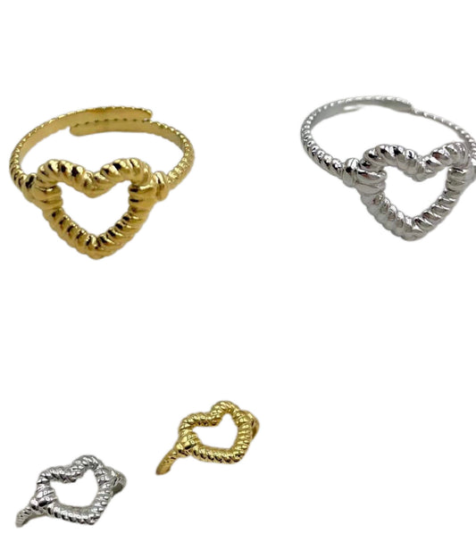 Anello Cuoricino Rigato