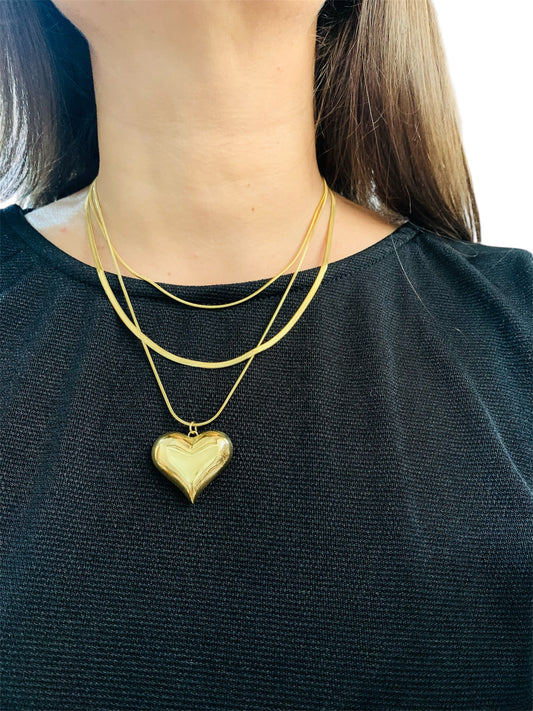 Collana 3 Fili Cuore Oro