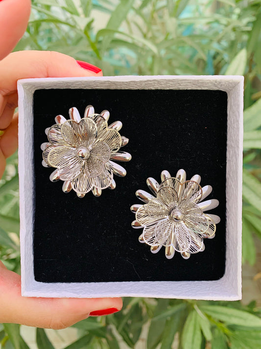 Orecchini Fiore 3D Argento