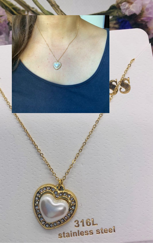 Collana Cuore Perlato