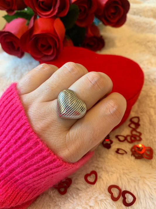 Anello Cuore Rigato